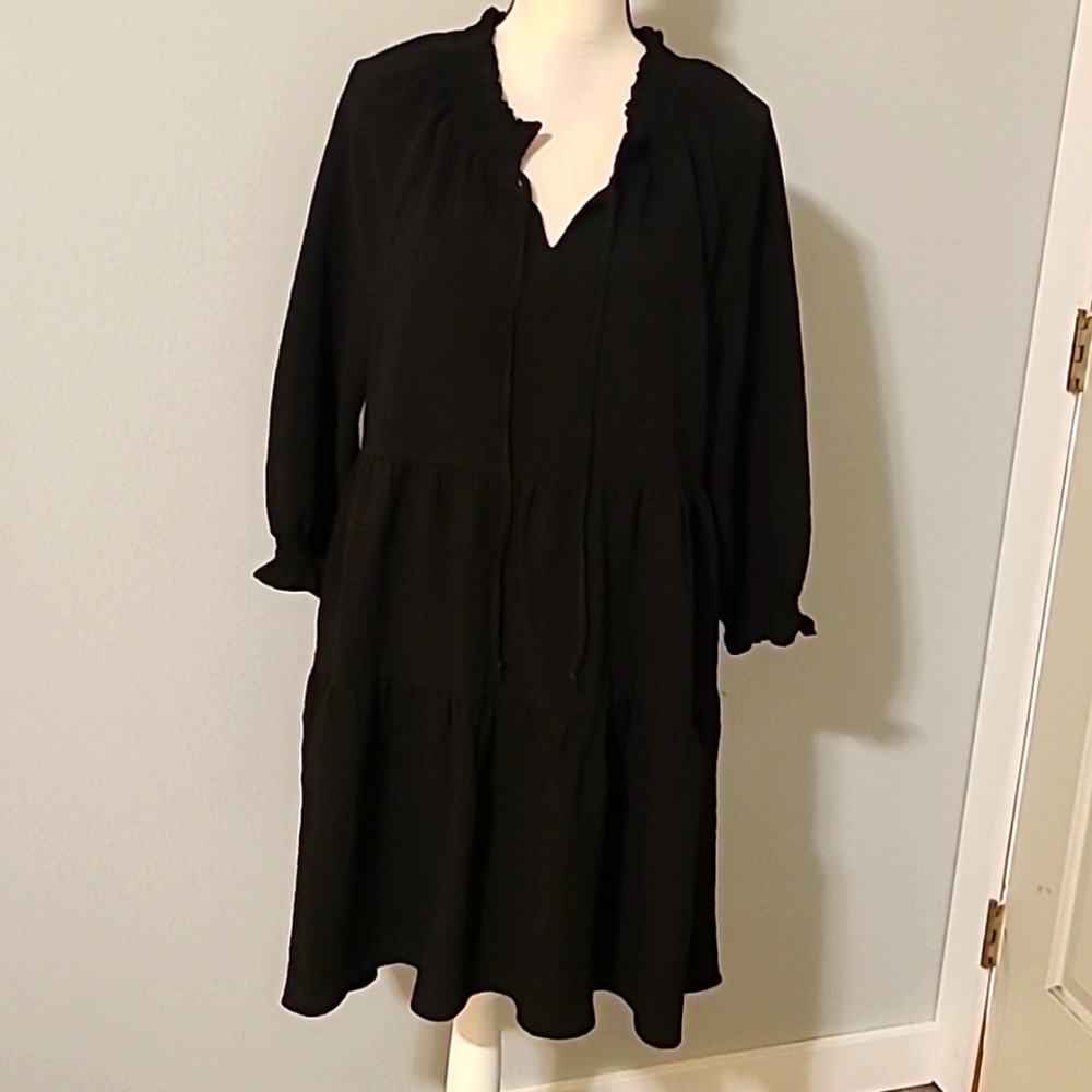 NWOT Wishlist black tiered long sleeve dress